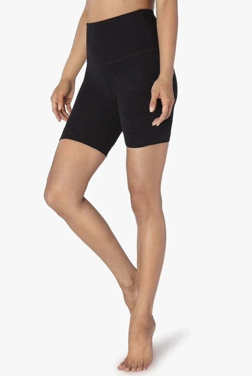 Spacedye High Waisted Biker Shorts - Black