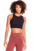 Wrap Back Bra Top with Supportive Crop Fit for Yoga - Black