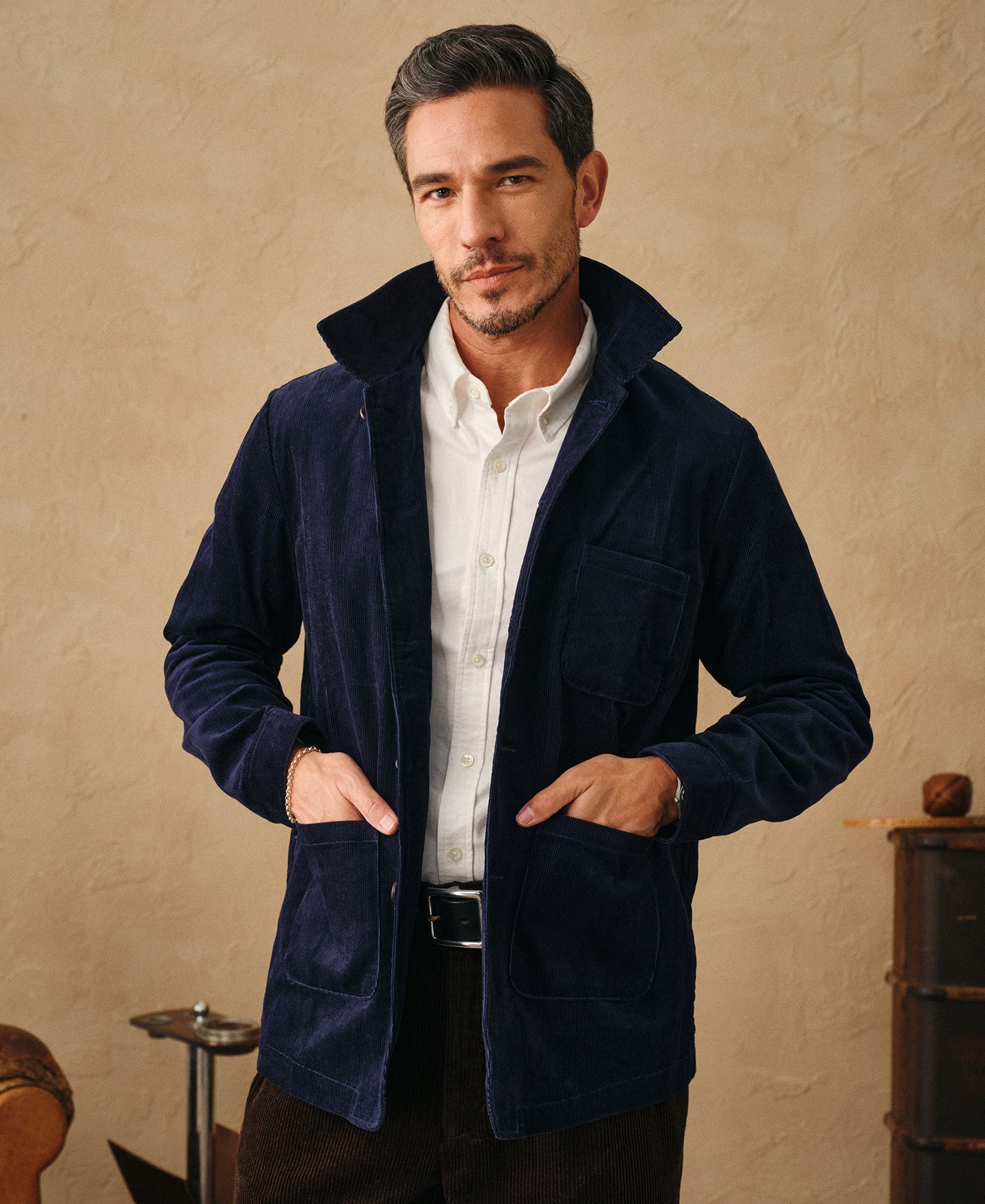 1940s French Indigo Corduroy Chore Coat