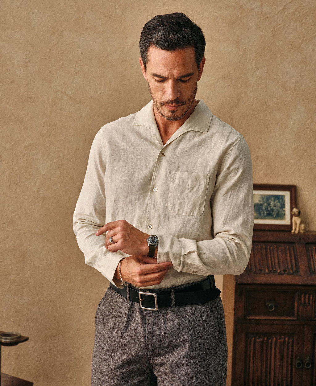 1950s Italian Collar Linen Shirt